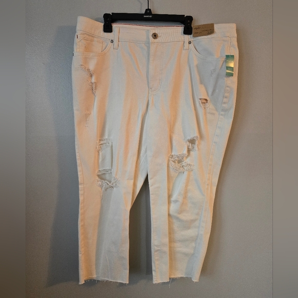 NWT Maurices Women's Distressed White Jeans with Raw Hem 20W - Picture 2 of 10
